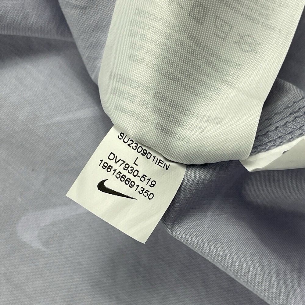 Nike Shirt Womens Large Indigo Haze NSW Everyday MOD Woven AOP Swoosh Ladies Top - Picture 7 of 10